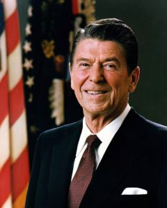The portrait image of president Ronald Reagan